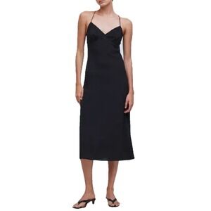 Madewell The Layton Midi Slip Dress Women's Size 8 Black